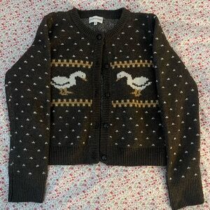 Women's Brown Goose Pattern Sweater